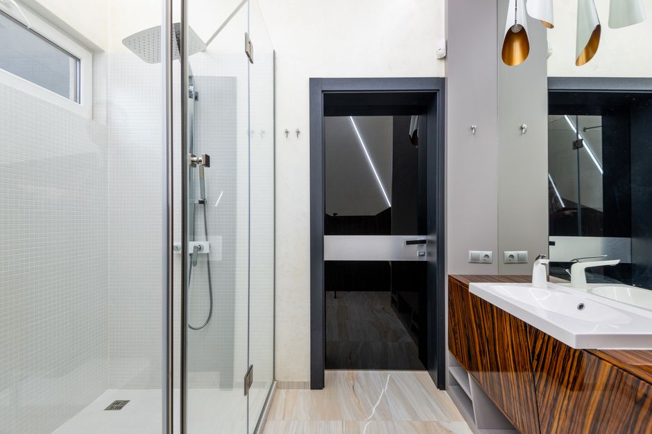 Modern walk-in shower installation
